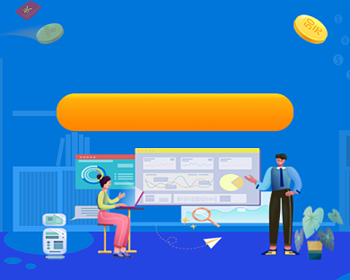 蓝色卡通金融理财教育培训小程序封面背景