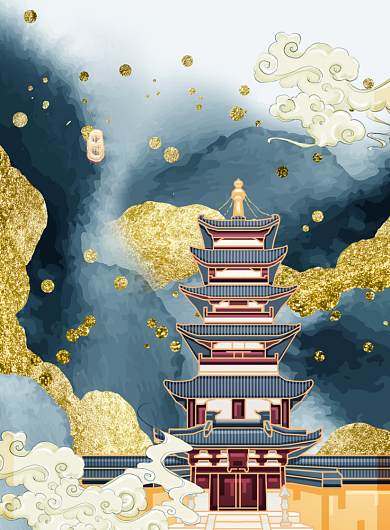 寒山寺苏州系列海报背景