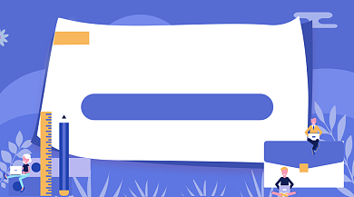 蓝色清新扁平风插画UI设计课程封面背景