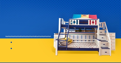 母婴全新儿童床蓝色促销海报背景