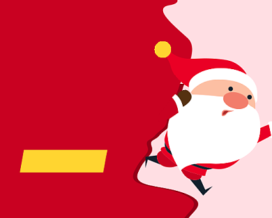 圣诞节红色卡通促销小程序封面背景