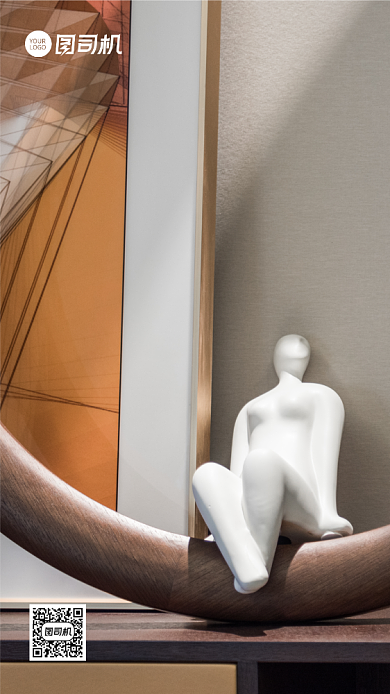 创意雕塑展览宣传手机海报背景