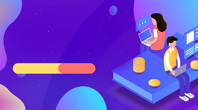 金融理财紫色卡通培训课程封面背景