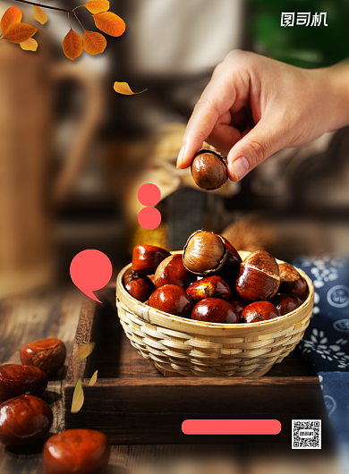 板栗简约冬季美食宣传促销海报背景