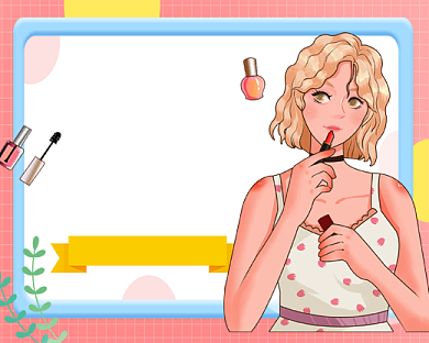 美容美妆教学粉色卡通小程序封面背景