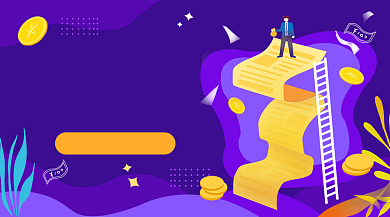 投资小课堂紫色插画广告banner背景