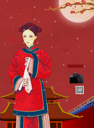 红色新春写真套餐摄影海报背景