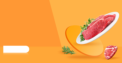 食品生鲜牛排海报C4D生鲜海报banner背景