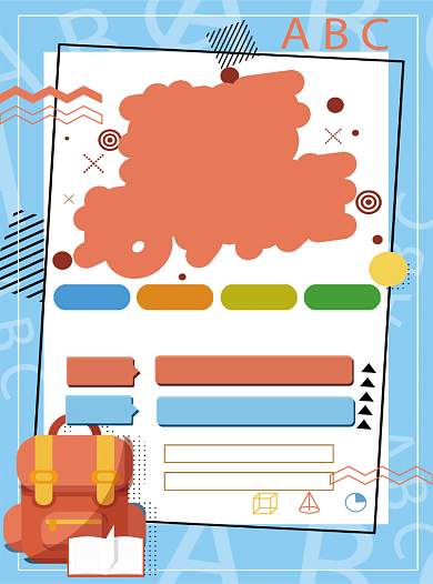 蓝色卡通暑假班英语培训班开课啦宣传单背景