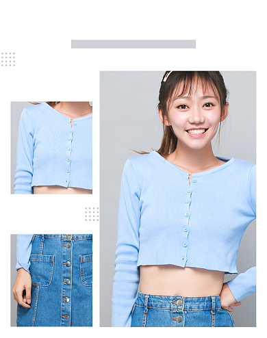 女装蓝色小清新竖版拼接电商竖版海报背景