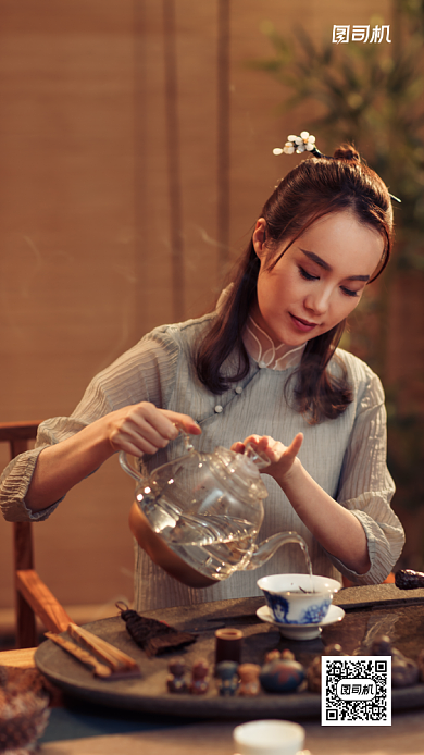 茶道茶艺课棕色中国风培训摄影图海报背景