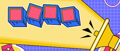 卡通孟菲斯最新通知新媒体首图背景