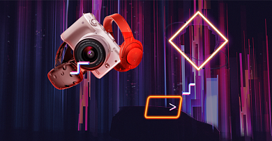 造物节酷炫大气简约数码电子耳机海报背景