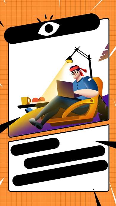 全力搜寻人才招聘简约插画手机海报背景