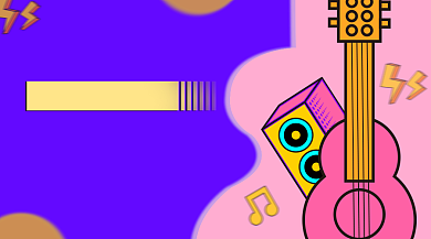 紫色乐器吉他班培训公众号课程封面背景