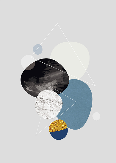 北欧小清新抽象几何金箔装饰画背景