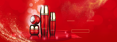 红色双十二淘宝彩妆化妆品促销海报背景