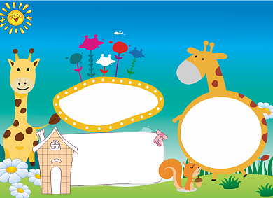 蓝色卡通爱护动植物小报手抄报背景