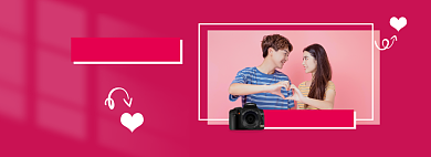 情人节数码相机单反电子产品海报banner背景