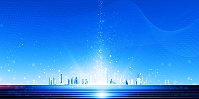 年会蓝色简约不忘初心逐梦前行企业展板背景