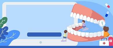 蓝色卡通手绘口腔护牙知识公众号首图背景