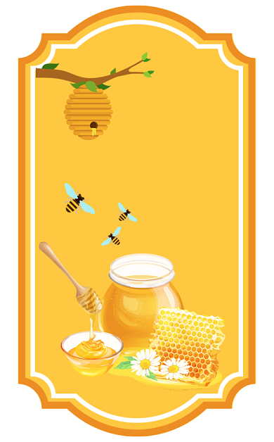 天然蜂蜜卡通手绘简约标签不干胶背景