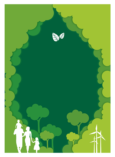 环保剪纸环境研讨会绿色海报背景