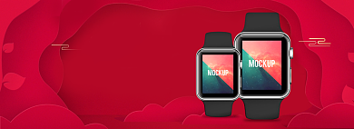 数码运动手表科技感年货节电商全屏海报背景