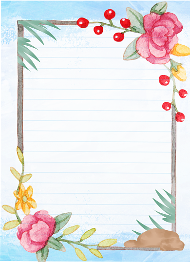 手绘花朵边框插画感谢父母信纸背景