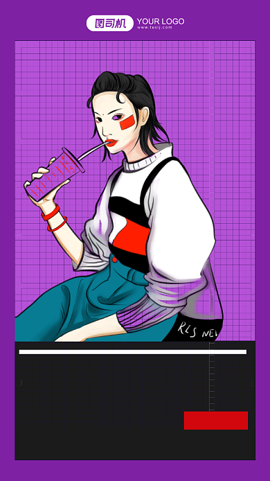 潮流女装活动紫色手机海报背景