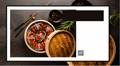 秋季海鲜宣传简约几何手机横版海报背景