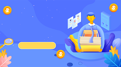 求职课程紫色插画广告banner背景