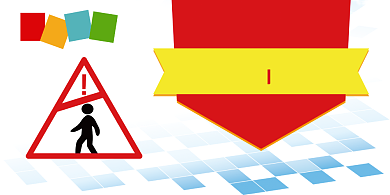 小心碰头扁平简约横版温馨提示卡背景