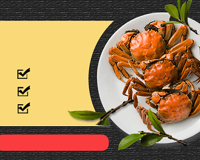 简约大闸蟹餐饮美食促销小程序封面背景