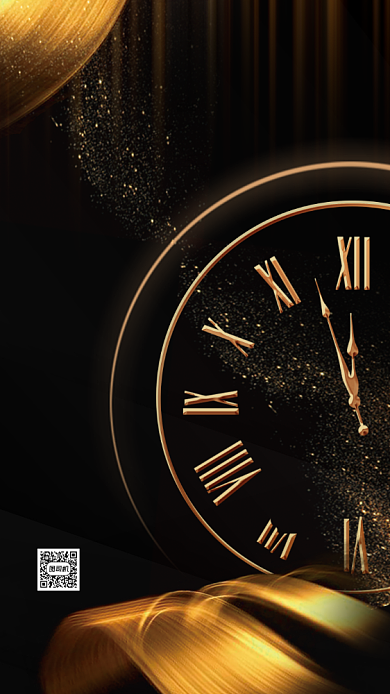 新年倒计时黑金大气手机海报背景