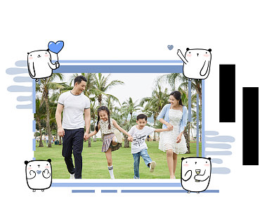 创意卡通家庭亲子晒照活动横版配图背景