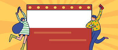 橙色卡通手绘摆脱社交恐惧公众号首图背景