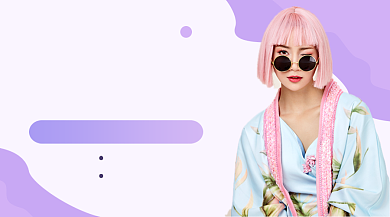 紫色简约发型盘发教学课程封面背景