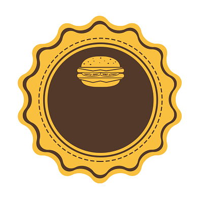 汉堡包黄色卡通食品标签不干胶背景