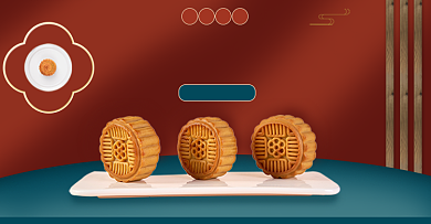 红色复古中秋月饼活动海报背景