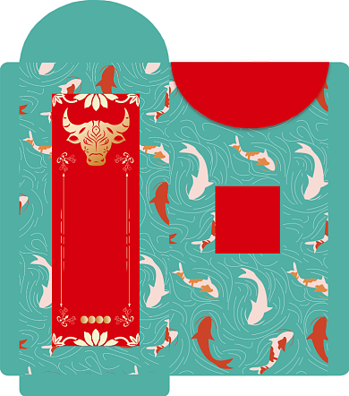 简约大气牛年大吉新年红包背景