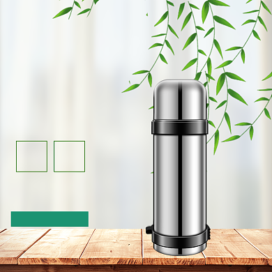 绿色电商家居用品保温杯水杯促销主图背景