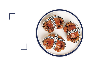 秋天大闸蟹蓝黄简约横版配图背景