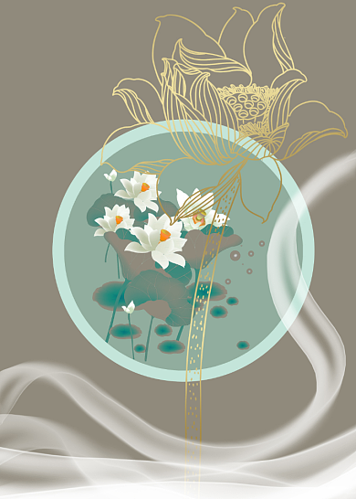 新中式素雅禅意荷花无框画装饰画背景