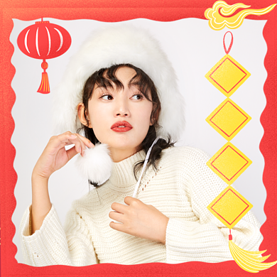 2021新年快乐红色大气微信头像背景
