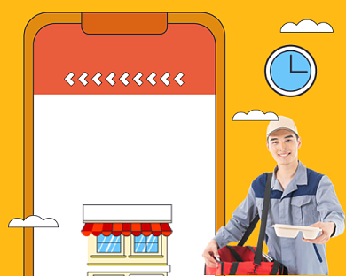 外卖配送手绘卡通小程序封面背景