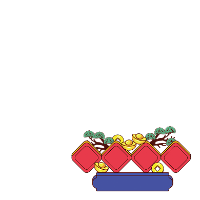 新年嗨购红色卡通主图图标背景