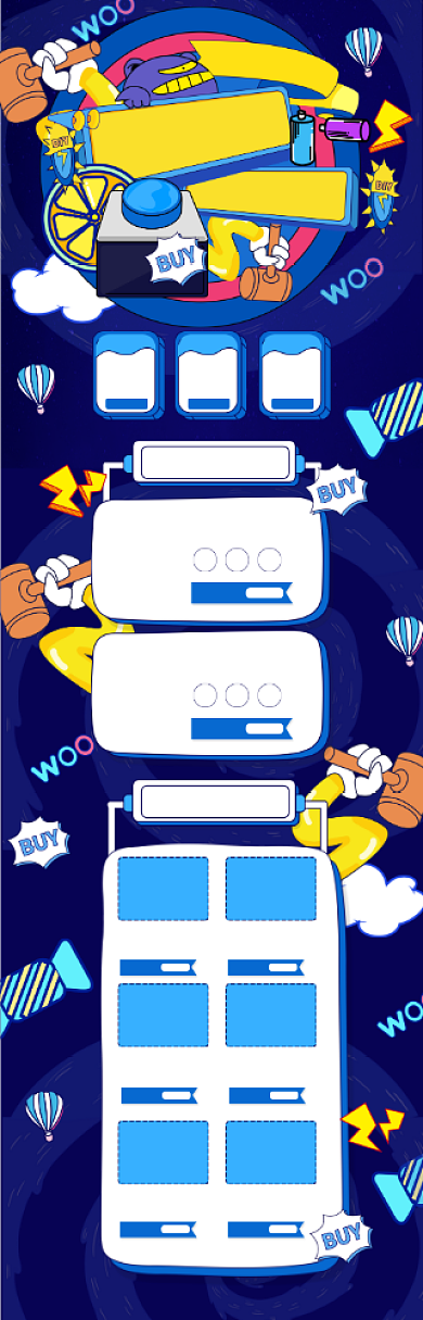 蓝色手绘涂鸦风格造物节电商首页背景