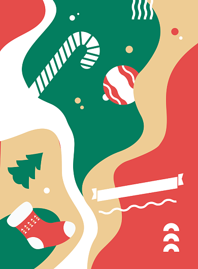 圣诞节矢量扁平风抽象狂欢派对海报背景