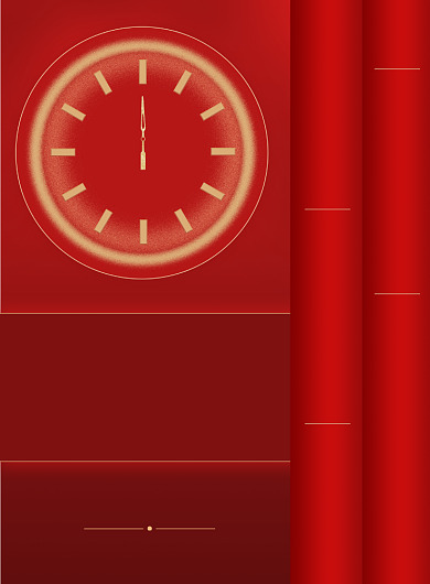 红色时钟新年元旦海报背景